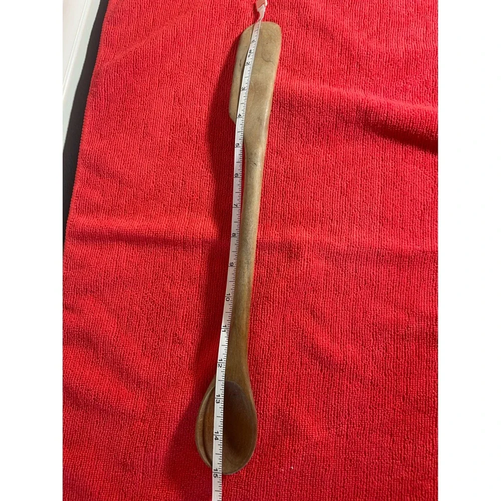 Vintage Hand Carved Wooden Dual Ended Mixing Spoon and Spreader Tool